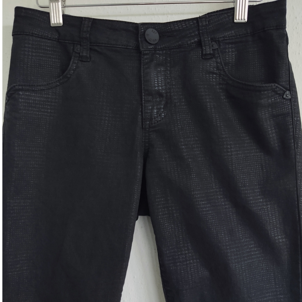 Kut from the Kloth Diana Skinny Black Subtle Herringbone Pattern Jeans Size 6 - Picture 2 of 10